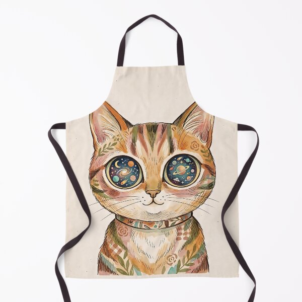 Item preview, Cosmic Galaxy Eyes Cat Vintage Floral Illustration designed and sold by ZahraaStudio.