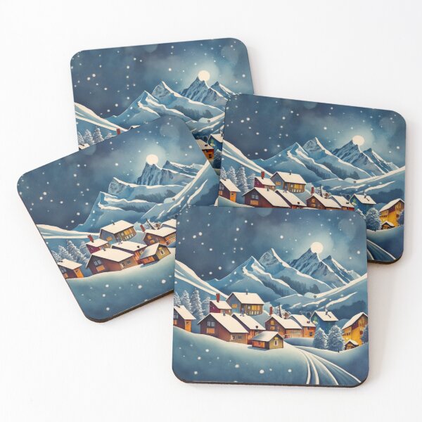 Item preview, Snowy Alpine Village Under Moonlight designed and sold by Gustavo Navarro.
