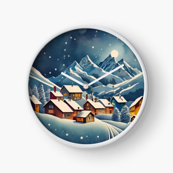 Item preview, Snowy Alpine Village Under Moonlight designed and sold by Gustavo Navarro.
