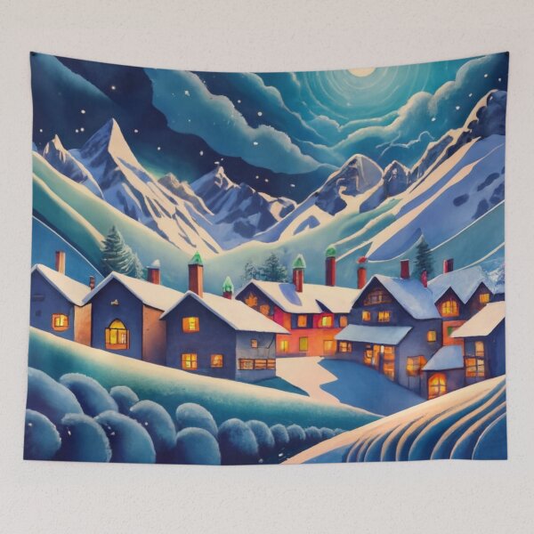 Item preview, Mountain Village Through Falling Snow designed and sold by Gustavo Navarro.