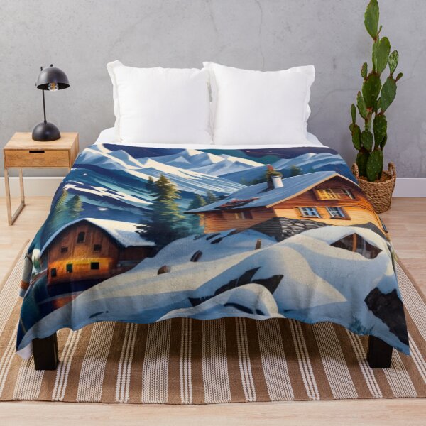 Item preview, Cozy Village Beside Snowy Peaks designed and sold by Gustavo Navarro.