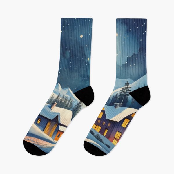 Item preview, Snowy Village Beneath Northern Lights designed and sold by Gustavo Navarro.