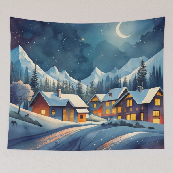 Item preview, Snowy Village Beneath Northern Lights designed and sold by Gustavo Navarro.