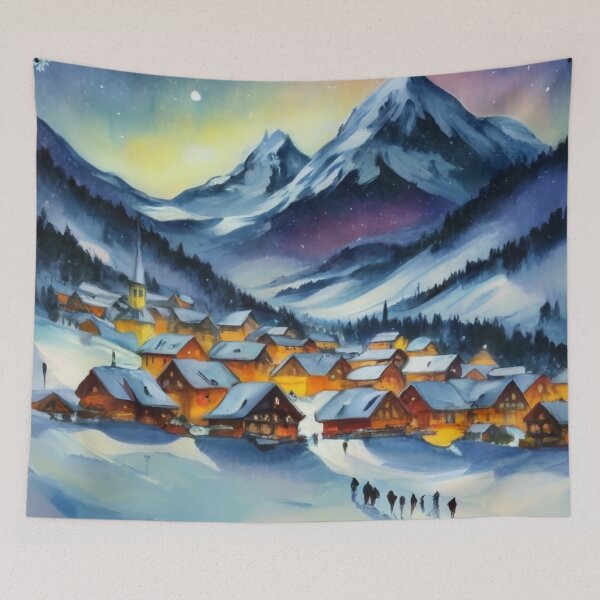 Item preview, Mountain Village in Blue Winter designed and sold by Gustavo Navarro.