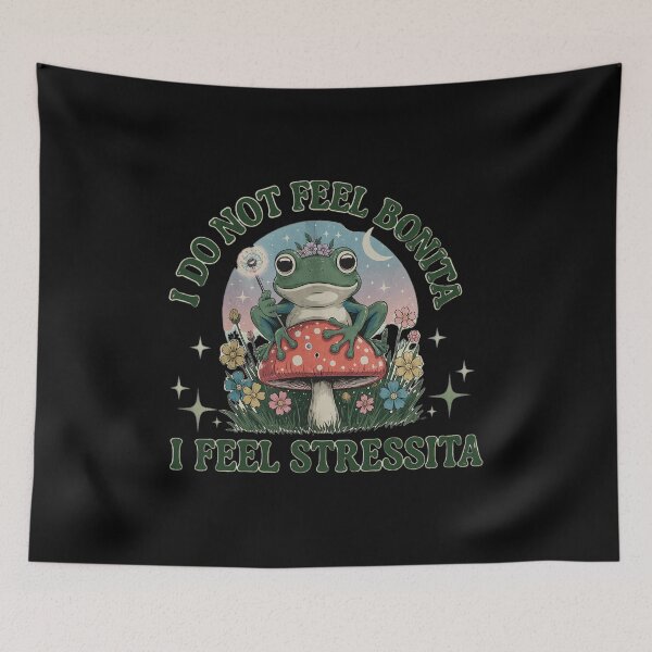 Item preview, Frog Mushroom Night Sky I Feel Stressita Quote Art designed and sold by TYLERSHERRA.