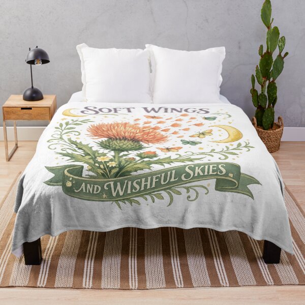 Item preview, Soft Wings and Wishful Skies Butterfly Thistle Celestial Cottagecore Art designed and sold by inkoutninja.