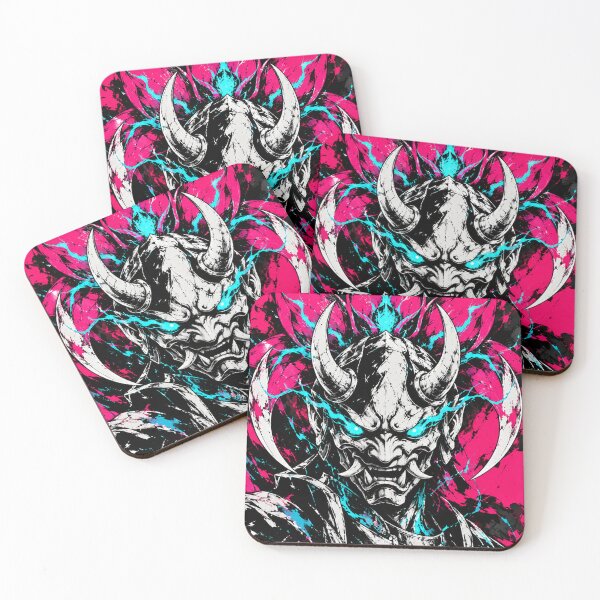 Item preview, White Horned Oni Mask with Magenta Petals designed and sold by MouradStudio.