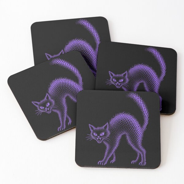 Item preview, Purple Dot Art Halloween Black Cat designed and sold by NSB-Design.