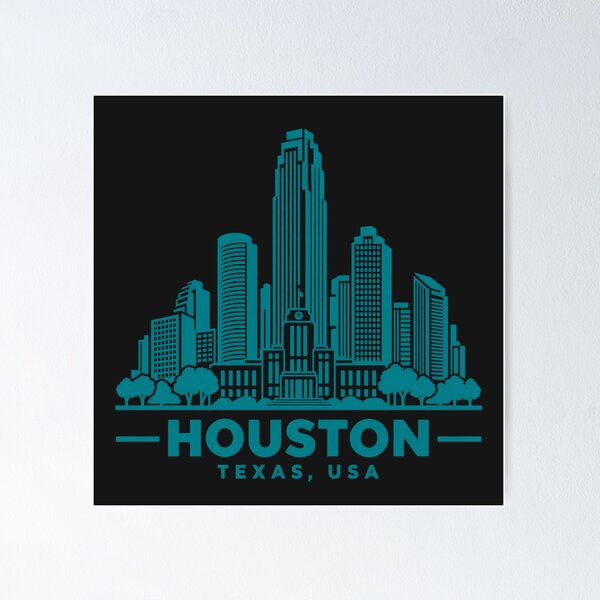Item preview, Houston Texas USA Line Art Skyline Poster designed and sold by CMYKStudio.