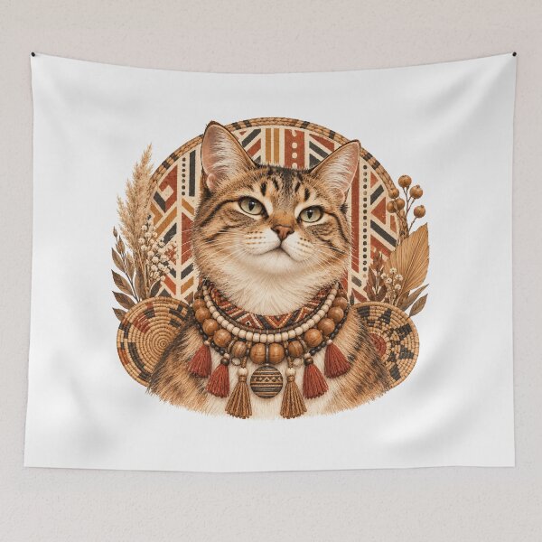 Item preview, Boho Tabby Cat with Woven Beads designed and sold by CanArtVision.