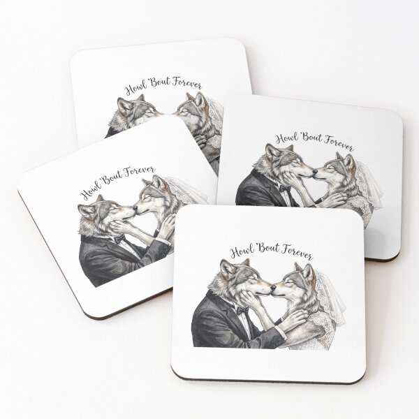 Item preview, Wolf Couple Wedding Kiss designed and sold by Tiffany Roy.