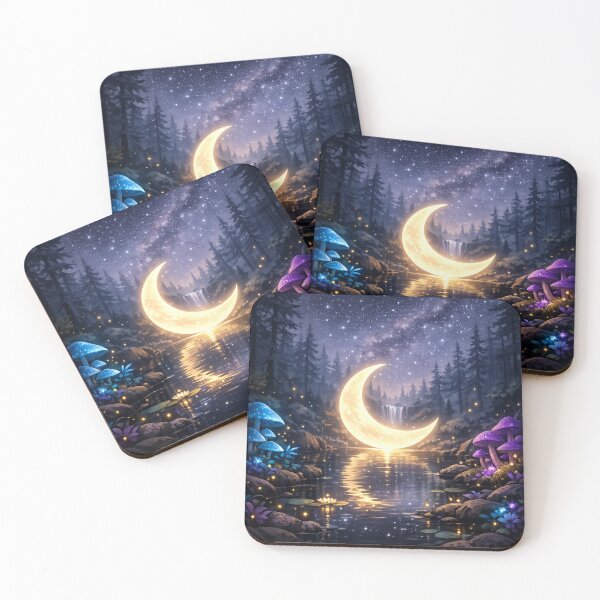 Item preview, Celestial Moon Sanctuary – Magical Forest Night Fantasy Art designed and sold by Alphakenon.