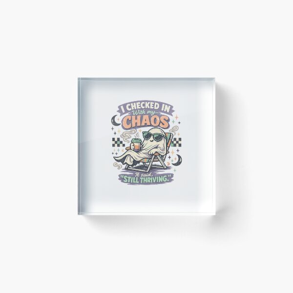 Item preview, I Checked In With My Chaos Still Thriving Funny Ghost Retro Halloween Art designed and sold by inkoutninja.
