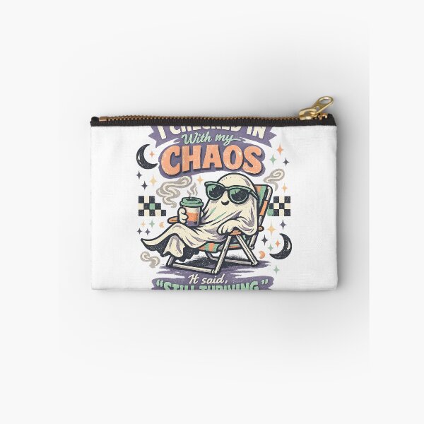 Item preview, I Checked In With My Chaos Still Thriving Funny Ghost Retro Halloween Art designed and sold by inkoutninja.