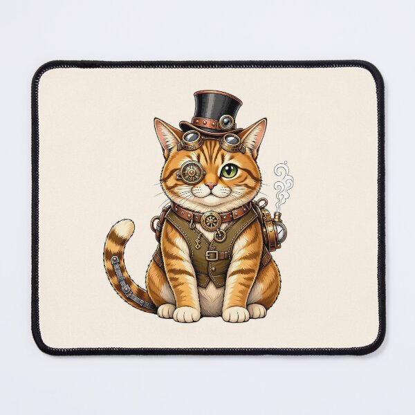 Item preview, Steampunk Cat – Mechanical Cat with Goggles, Gears and Top Hat designed and sold by SweetLilith.