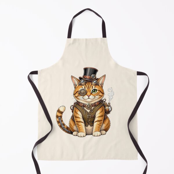 Item preview, Steampunk Cat – Mechanical Cat with Goggles, Gears and Top Hat designed and sold by SweetLilith.