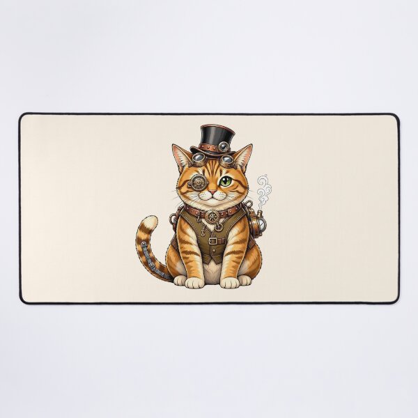 Item preview, Steampunk Cat – Mechanical Cat with Goggles, Gears and Top Hat designed and sold by SweetLilith.