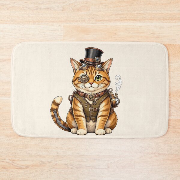 Item preview, Steampunk Cat – Mechanical Cat with Goggles, Gears and Top Hat  designed and sold by SweetLilith.