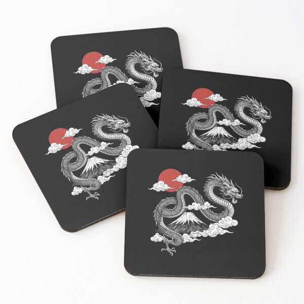 Item preview, Japanese Dragon With Red Sun And Mount Fuji Vintage Style designed and sold by Ostericaimusa.