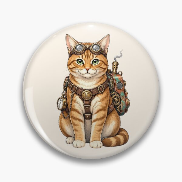 Item preview, Steampunk Cat – Mechanical Cat with Goggles and Gears designed and sold by SweetLilith.