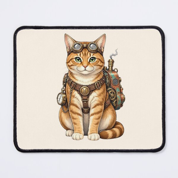 Item preview, Steampunk Cat – Mechanical Cat with Goggles and Gears designed and sold by SweetLilith.