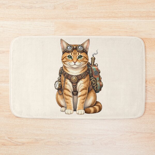 Item preview, Steampunk Cat – Mechanical Cat with Goggles and Gears designed and sold by SweetLilith.