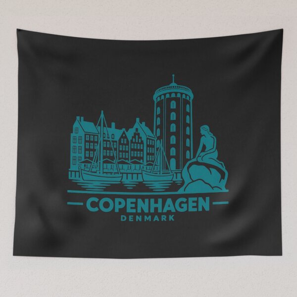 Item preview, Póster con el horizonte de Copenhague, Dinamarca (arte lineal) designed and sold by CMYKStudio.
