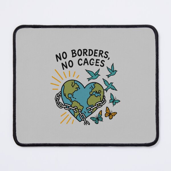 Item preview, No Borders No Cages Heart Earth Freedom Quote designed and sold by Carolineermann.