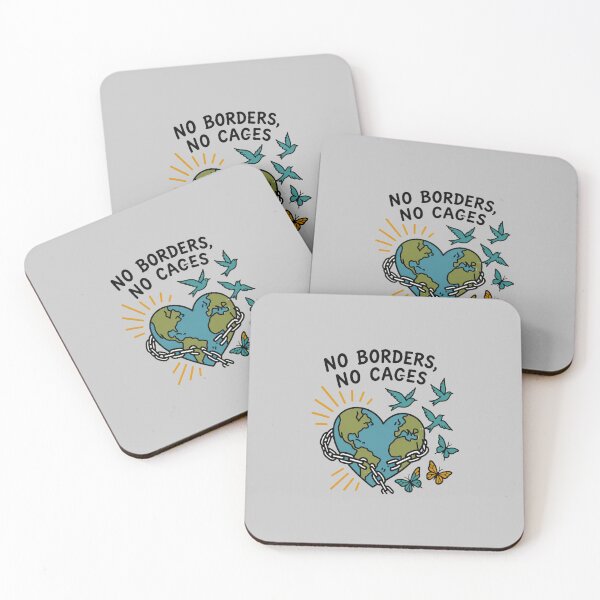 Item preview, No Borders No Cages Heart Earth Freedom Quote designed and sold by Carolineermann.