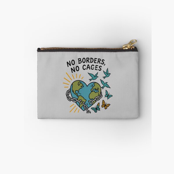 Item preview, No Borders No Cages Heart Earth Freedom Quote designed and sold by Carolineermann.