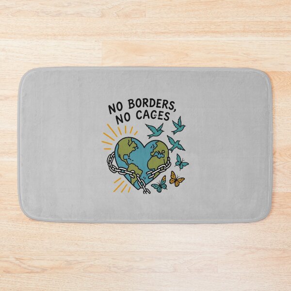 Item preview, No Borders No Cages Heart Earth Freedom Quote designed and sold by Carolineermann.
