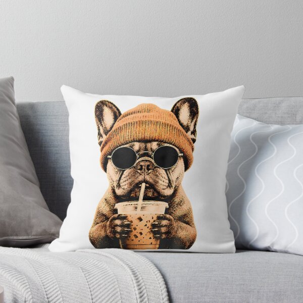 Item preview, French Bulldog Hipster Dog Drinking Iced Coffee Sunglasses designed and sold by war-aooldridge.