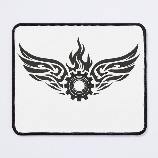 Item preview, Tribal Gear Emblem – Flaming Mechanical Wings Design designed and sold by Alphakenon.