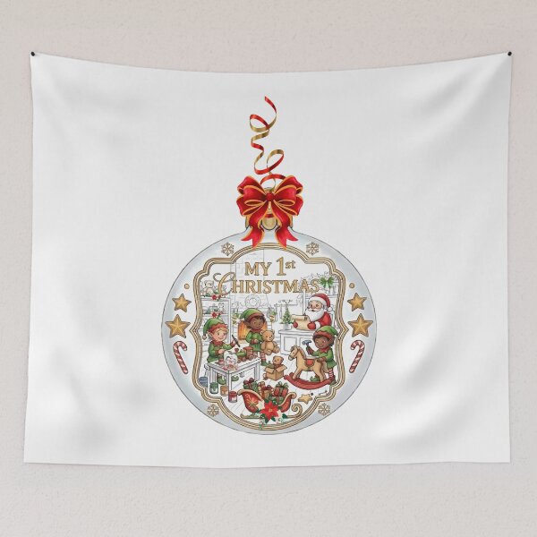 Item preview, My first Christmas at Santa and elves' Christmas ornament workshop designed and sold by VibranPalette.