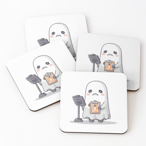 Item preview, Corporate Ghost – Cute Overworked Spirit Holding Clipboard designed and sold by Alphakenon.