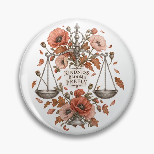 Item preview, Libra scales interwoven with wild poppies Autumn Design designed and sold by DivineHaven.