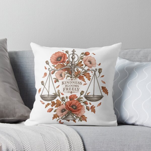 Item preview, Libra scales interwoven with wild poppies Autumn Design designed and sold by DivineHaven.