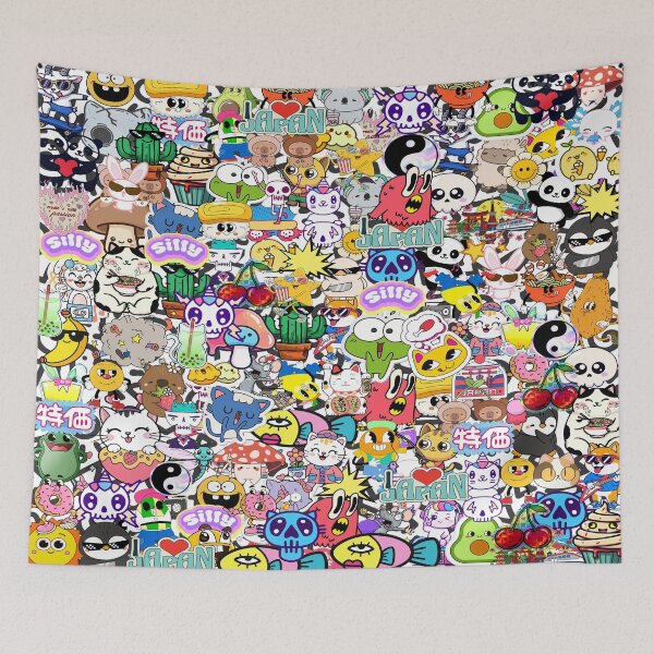 Item preview, Kawaii Harajuku Pop Art Stickerbomb Collage designed and sold by Side By Side Studio.
