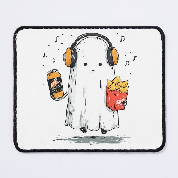 Item preview, Lo-Fi Ghost Vibes – Sad Ghost with Snacks & Headphones Illustration designed and sold by Alphakenon.