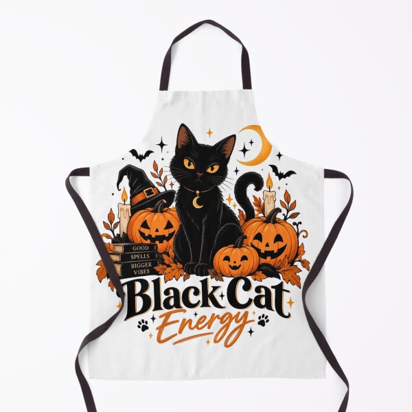 Item preview, Black Cat Energy Halloween Cat & Pumpkins | Spooky Witchy Autumn Design designed and sold by Sanika arts .