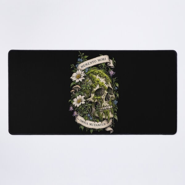 Item preview, Memento Mori Moss Covered Skull with Wildflowers and Vintage Latin Banners designed and sold by optimusprime39.
