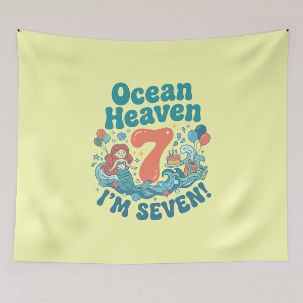 Item preview, Ocean Heaven, I’m Seven! 7th Birthday – Cute Mermaid Ocean Design designed and sold by Sea Gem.
