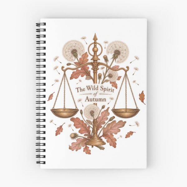 Item preview, Vintage Libra scales interwoven with dandelion Autumn Design designed and sold by DivineHaven.