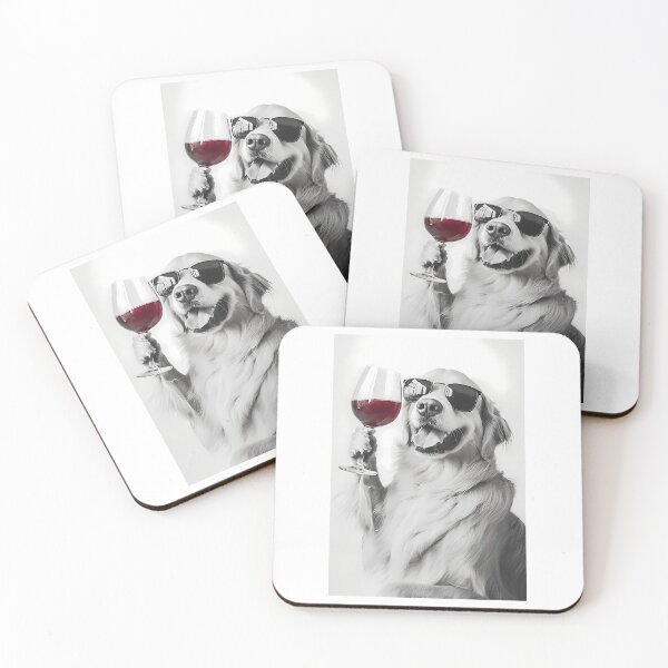 Item preview, Golden Retriever Dog Drinking Red Wine  Wearing Sunglasses designed and sold by war-aooldridge.