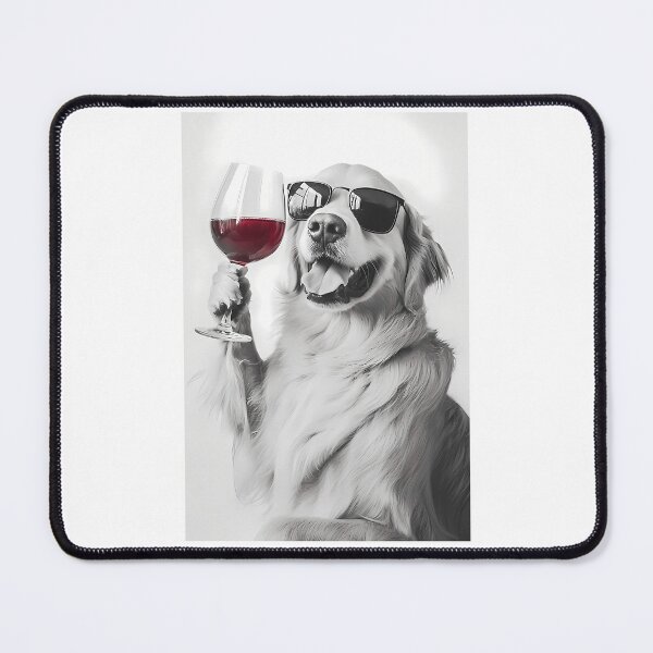 Item preview, Golden Retriever Dog Drinking Red Wine Wearing Sunglasses designed and sold by war-aooldridge.