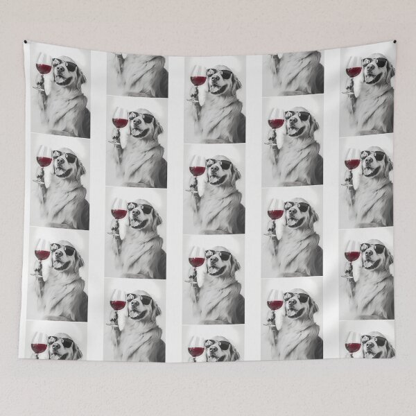 Item preview, Golden Retriever Dog Drinking Red Wine  Wearing Sunglasses designed and sold by war-aooldridge.