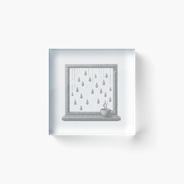 Item preview, Rainy Window & Teacup Grayscale Art Print |  designed and sold by Prishea.