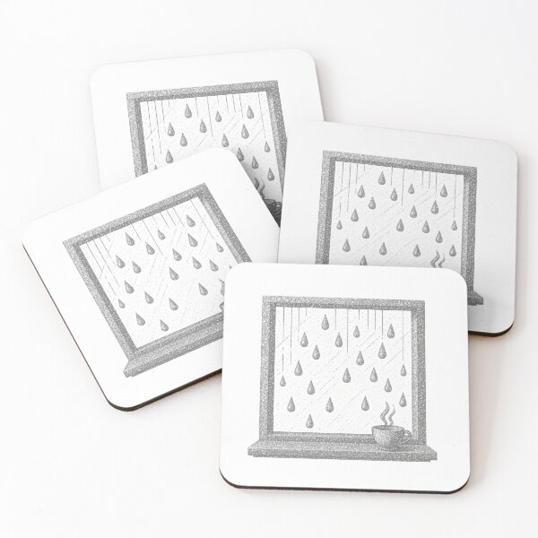 Item preview, Rainy Window & Teacup Grayscale Art Print |  designed and sold by Prishea.
