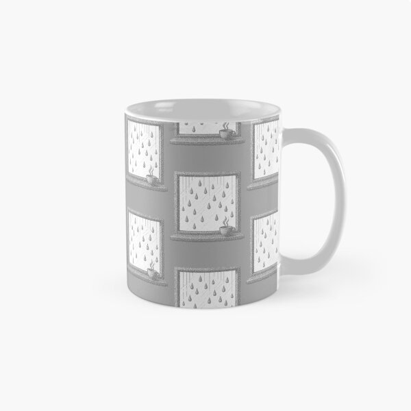 Item preview, Rainy Window & Teacup Grayscale Art Print |  designed and sold by Prishea.