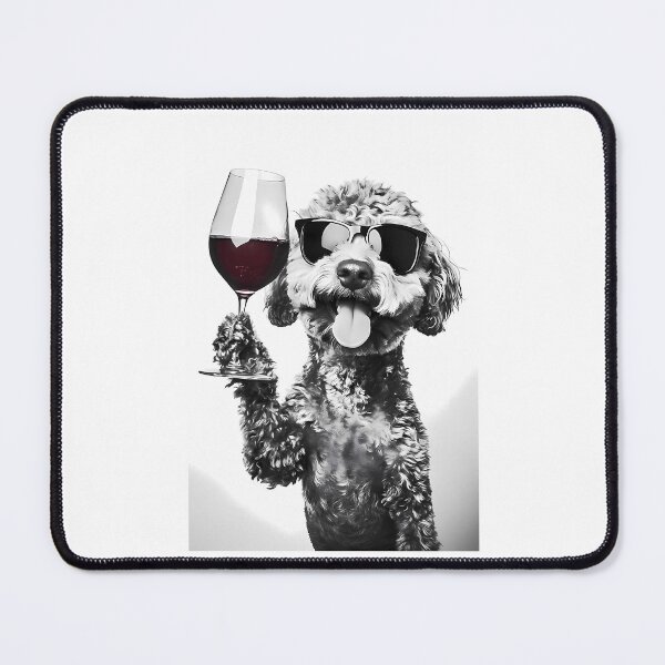 Item preview, Labradoodle Dog Drinking Red Wine Wearing Sunglasses designed and sold by war-aooldridge.